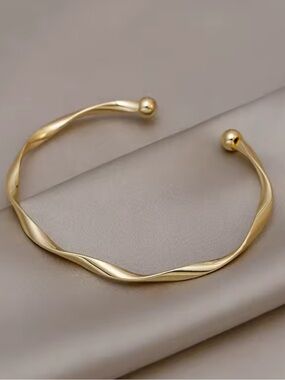 Gold Twisted Open Cuff Bracelet - Women Jewelry